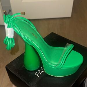 Vibrant Green Platform Heels